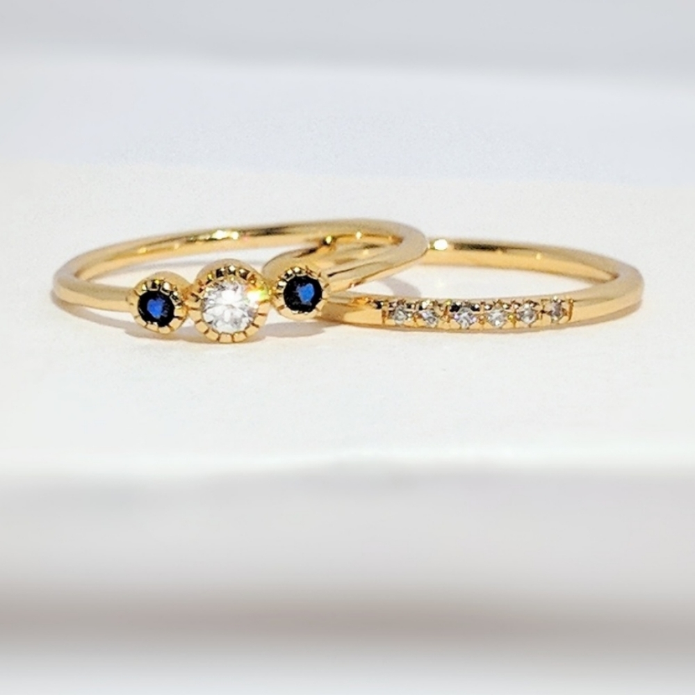 18k Yellow Gold 3 Stone Ring